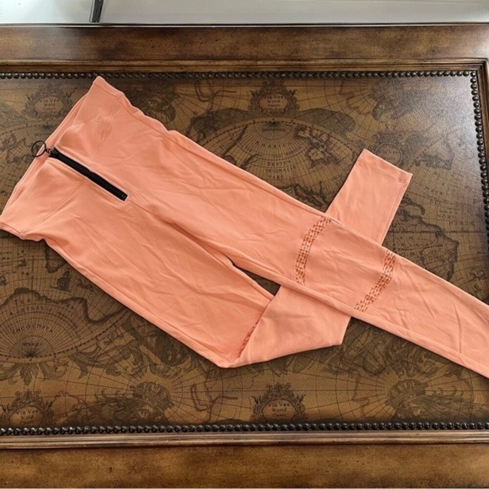 Koral Womens size S High Waist Front Zip Pastel Orange Gym Active Legging